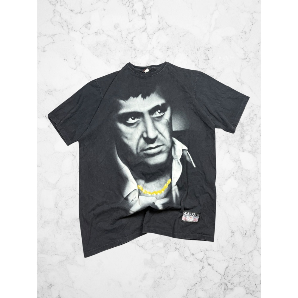 Scarface Clothing Company Tony Montana Graphic T-Shirt Black Mens 2XL Gold Chain